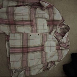 S loose pink/white/yellow flannel